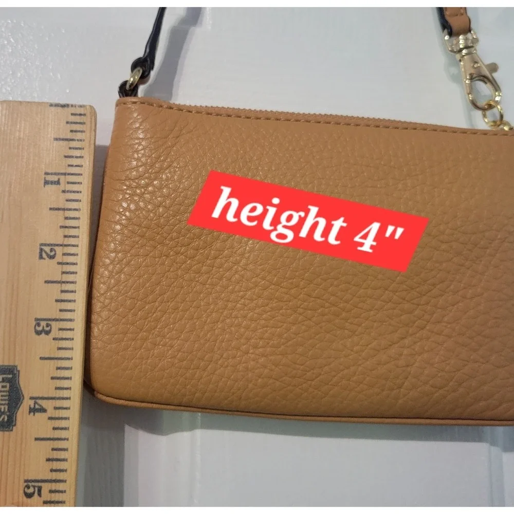 Michael Kors Fulton Mustard Pebbled Leather Wristlet Clutch Gold MK Logo Zip